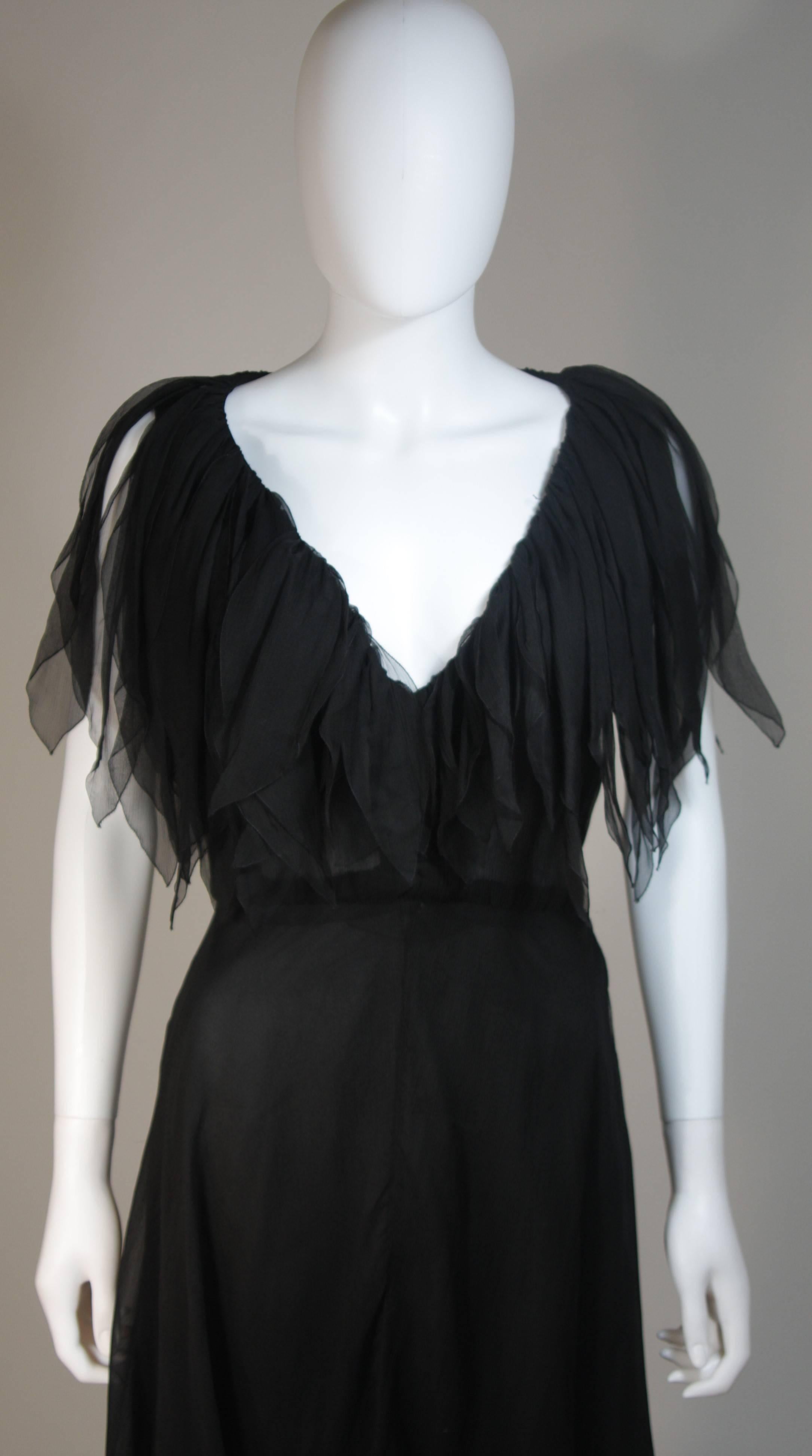 Women's CHRISTIAN DIOR COUTURE Layered Black Silk Chiffon Cocktail Dress Size 4-6