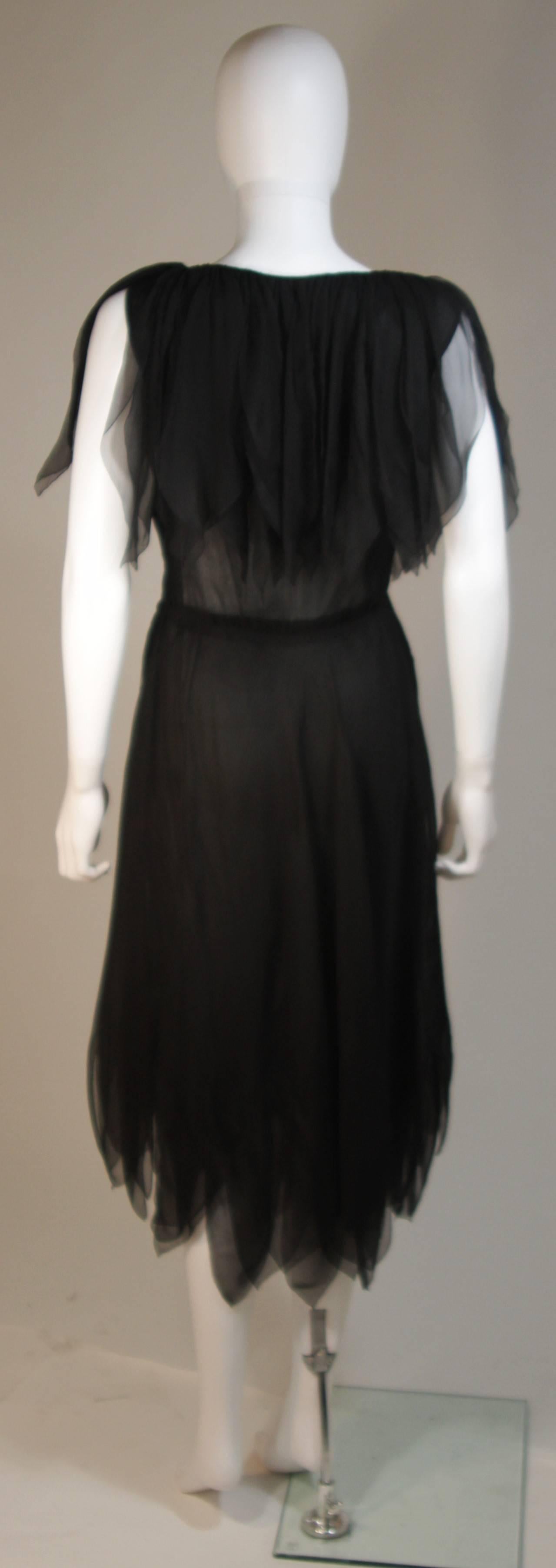 CHRISTIAN DIOR COUTURE Layered Black Silk Chiffon Cocktail Dress Size 4-6 4