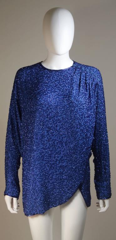 STEPHEN YEARIK Royal Blue Silk Beaded Skirt Ensemble Size 4-6 For Sale ...