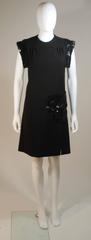 CARVEN COUTURE PARIS 1960's Black Sequin Dress with Structured Shoulders Size 2