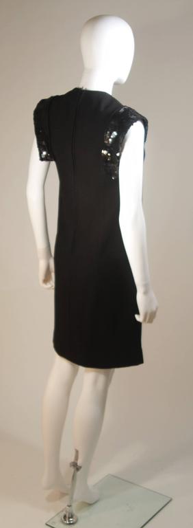 carven sequin dress CARVEN COUTURE PARIS 1960's Black Sequin Dress with Structured Shoulders  Size 2