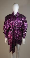 BYBLOS AMEN WARDY Purple Foiled Dress Jacket with Belt Size 44 IT