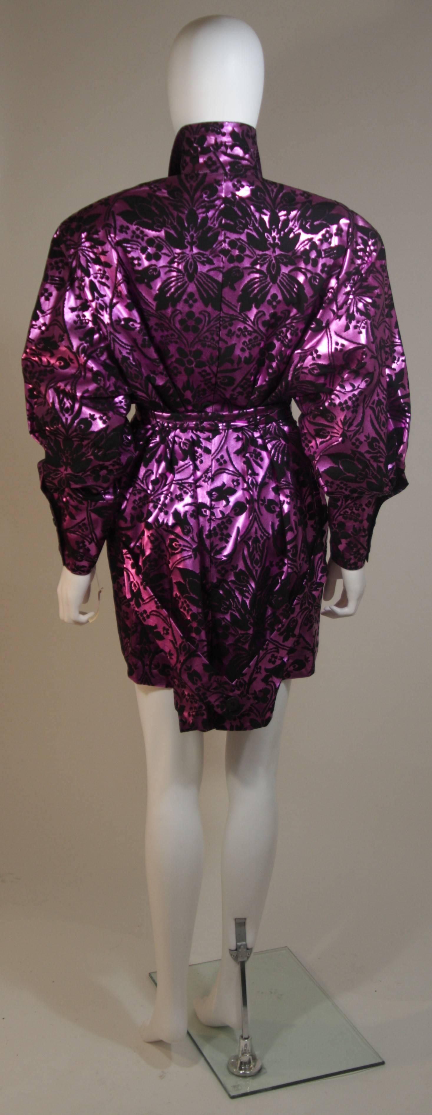 BYBLOS AMEN WARDY Purple Foiled Dress Jacket with Belt Size 44 IT 3