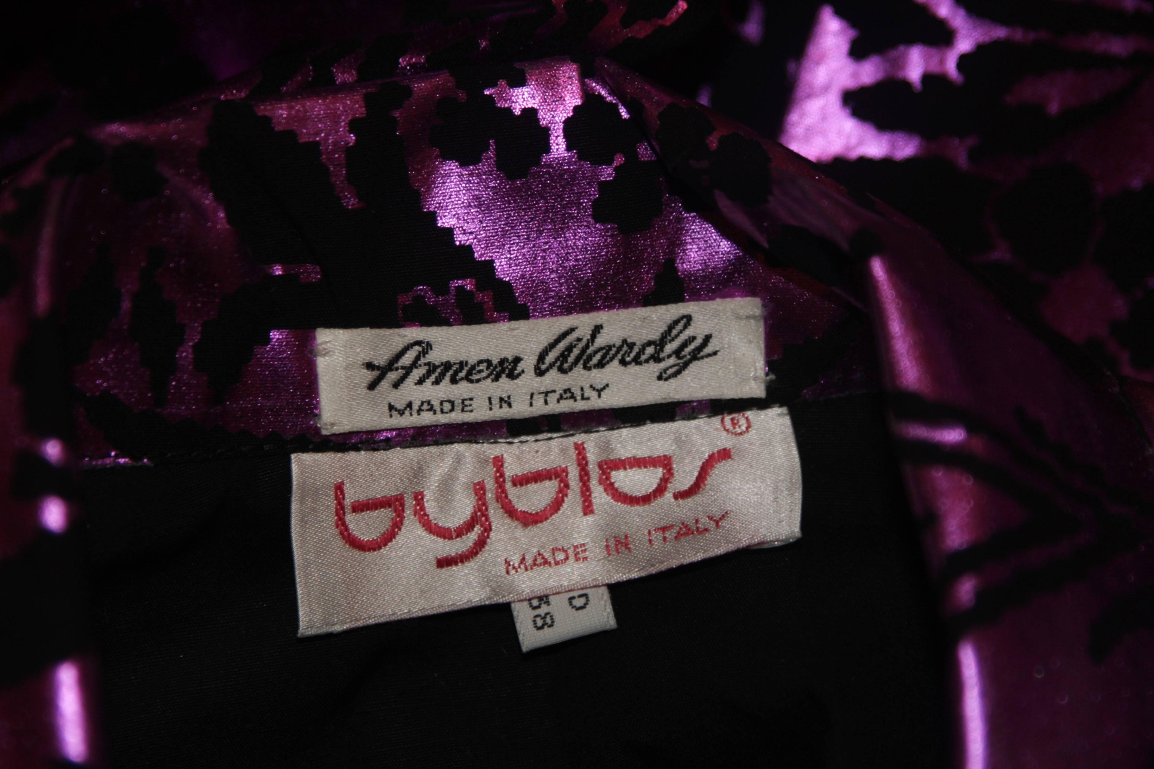 BYBLOS AMEN WARDY Purple Foiled Dress Jacket with Belt Size 44 IT 4