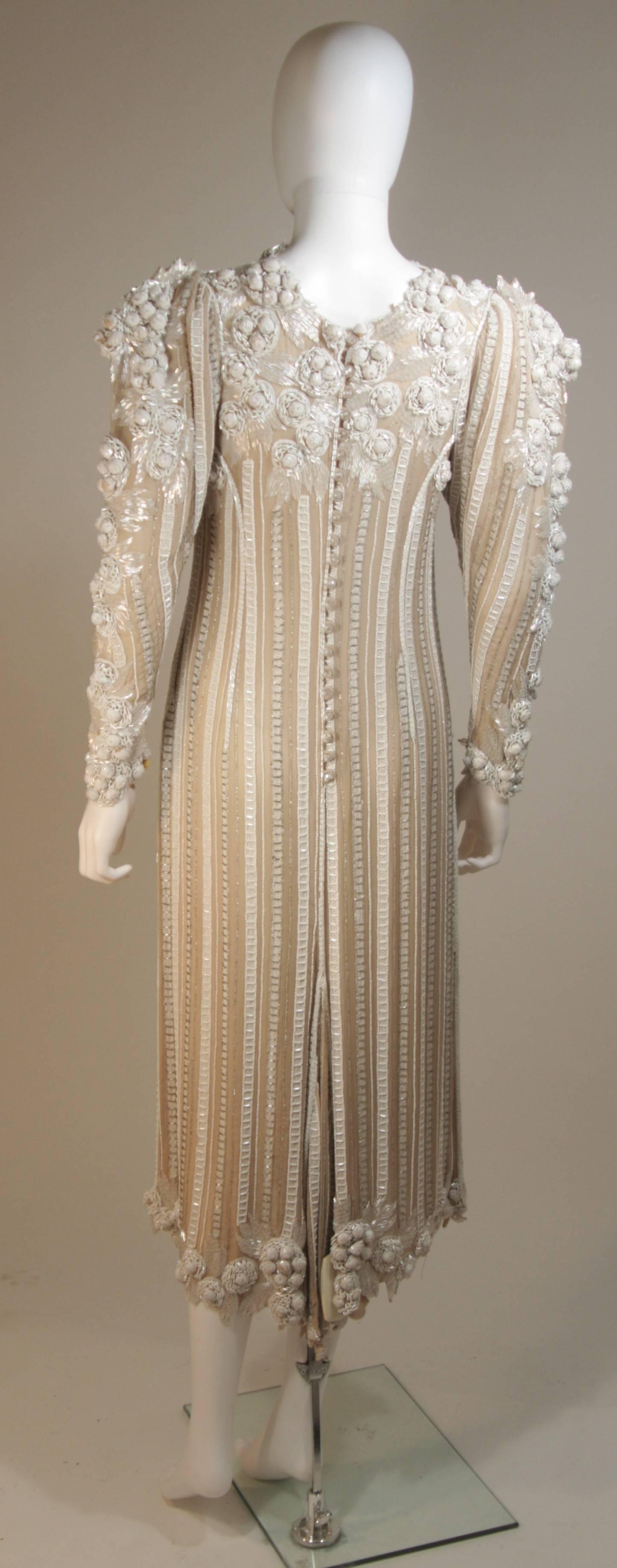 APROPOS 1980's Ivory Beaded Gown with Shoulder Accents Size 6-8 For Sale 2