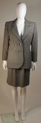 YVES SAINT LAURENT Black and White Wool Houndstooth Skirt Suit Size 36 40