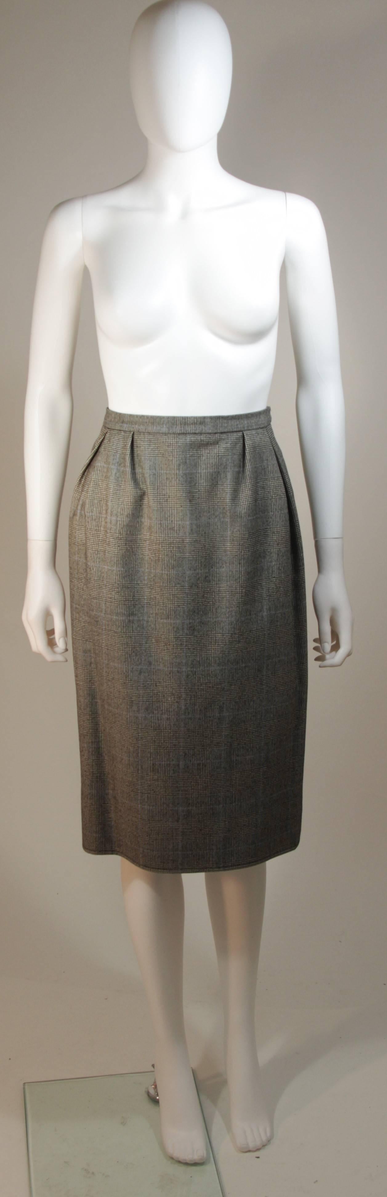 YVES SAINT LAURENT RIVE GAUCHE Grey Wool Plaid Skirt Suit with Blue Size 38 40 For Sale 3