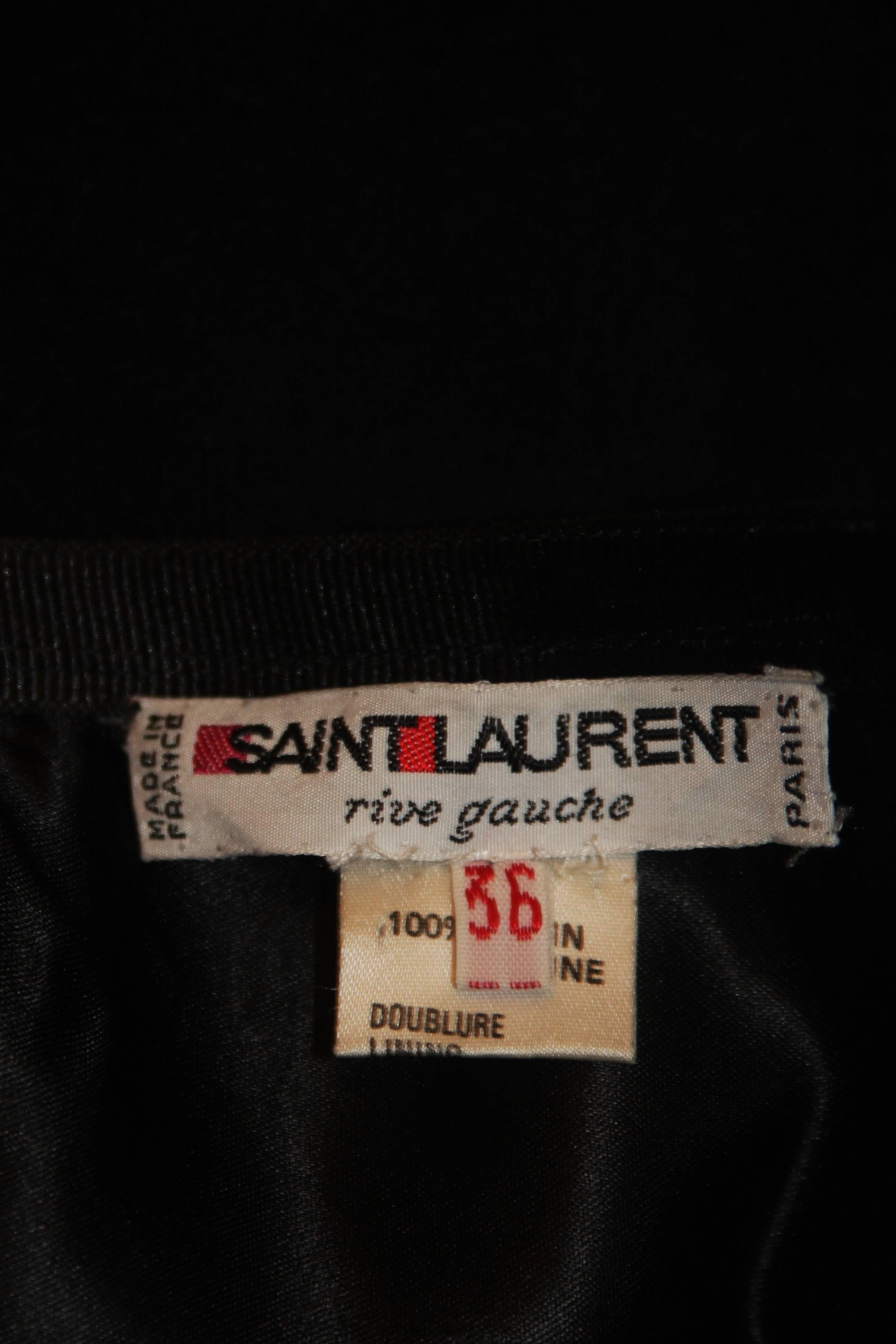 YVES SAINT LAURENT Black Suede Skirt with Gold Detail and Belt Size 36 For Sale 3