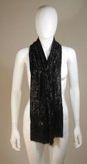 RALPH LAUREN Black Silk Fully Beaded Fringed Scarf with Purple Storage Box