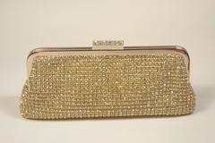 ELIZABETH MASON COUTURE Gold Rhinestone Clutch with Optional Strap