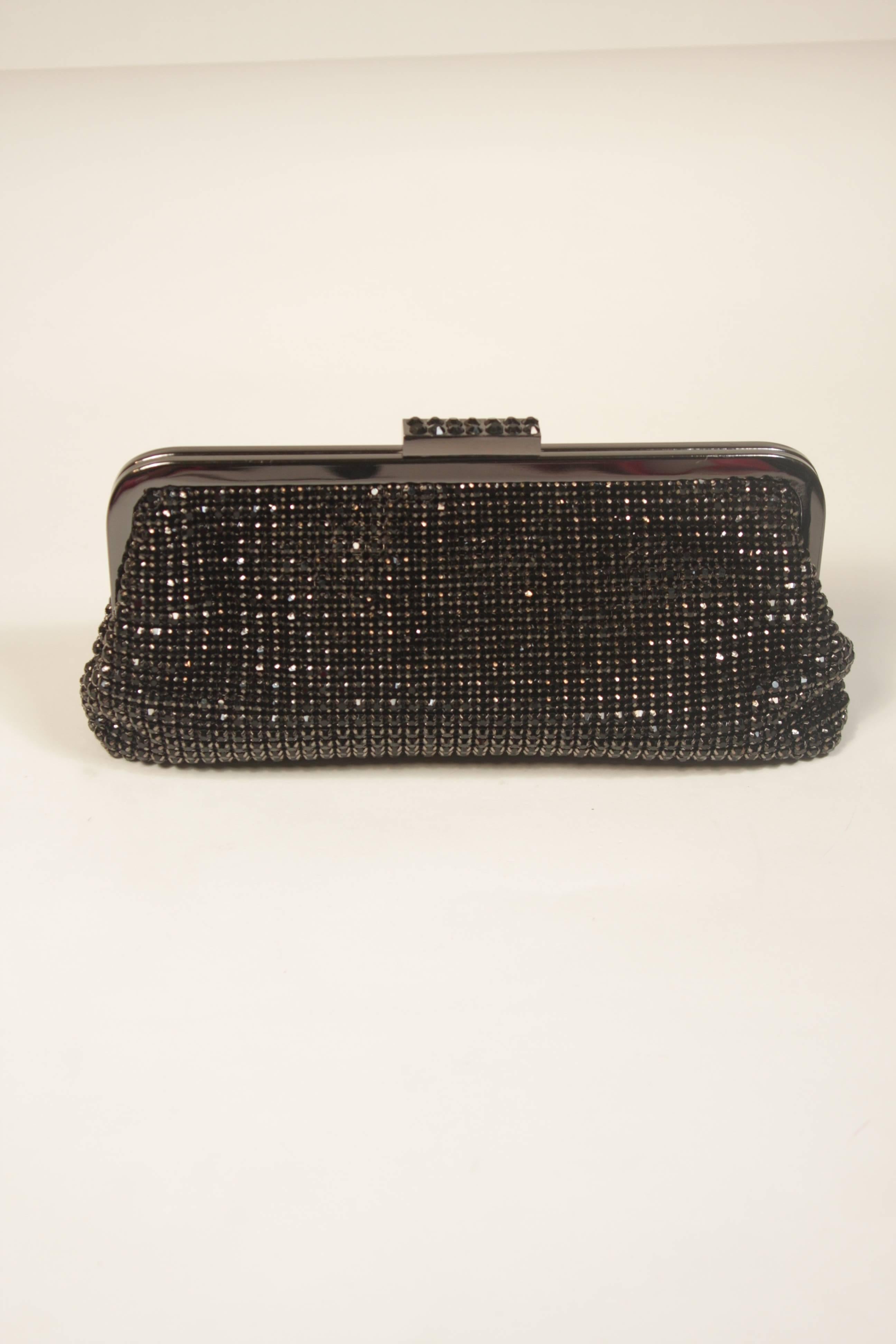 ELIZABETH MASON COUTURE Black Bejeweled Rhinestone Evening Clutch In New Condition In Los Angeles, CA