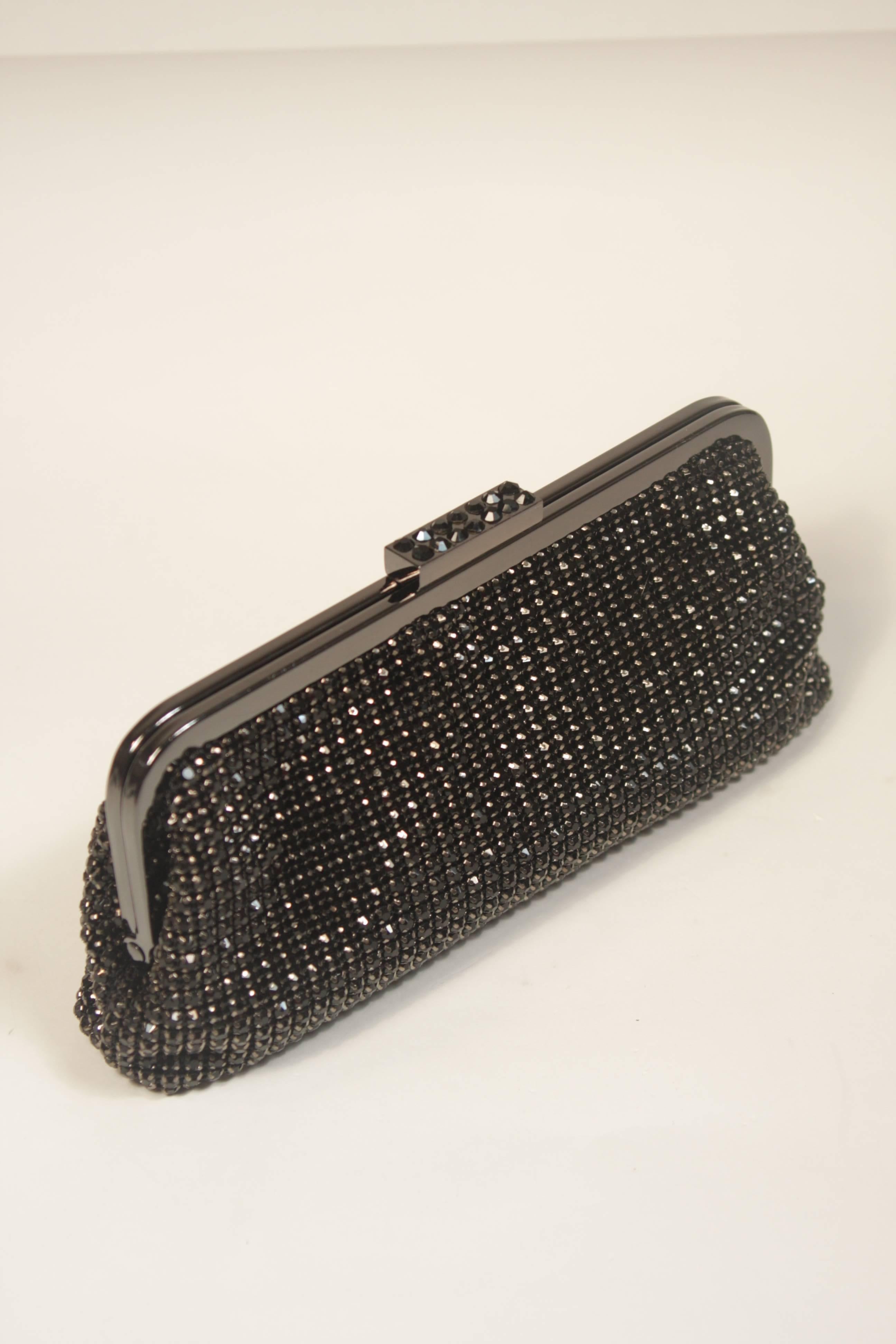 ELIZABETH MASON COUTURE Black Bejeweled Rhinestone Evening Clutch 1