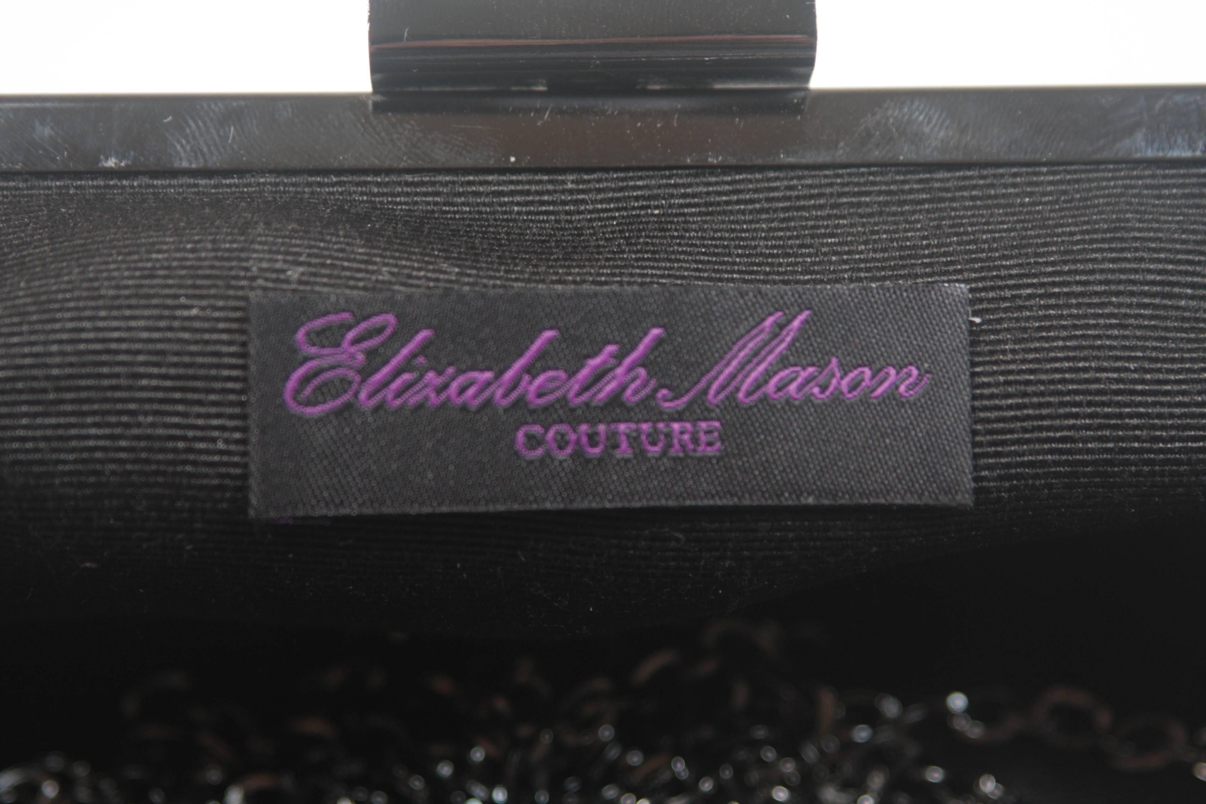 ELIZABETH MASON COUTURE Black Bejeweled Rhinestone Evening Clutch 4