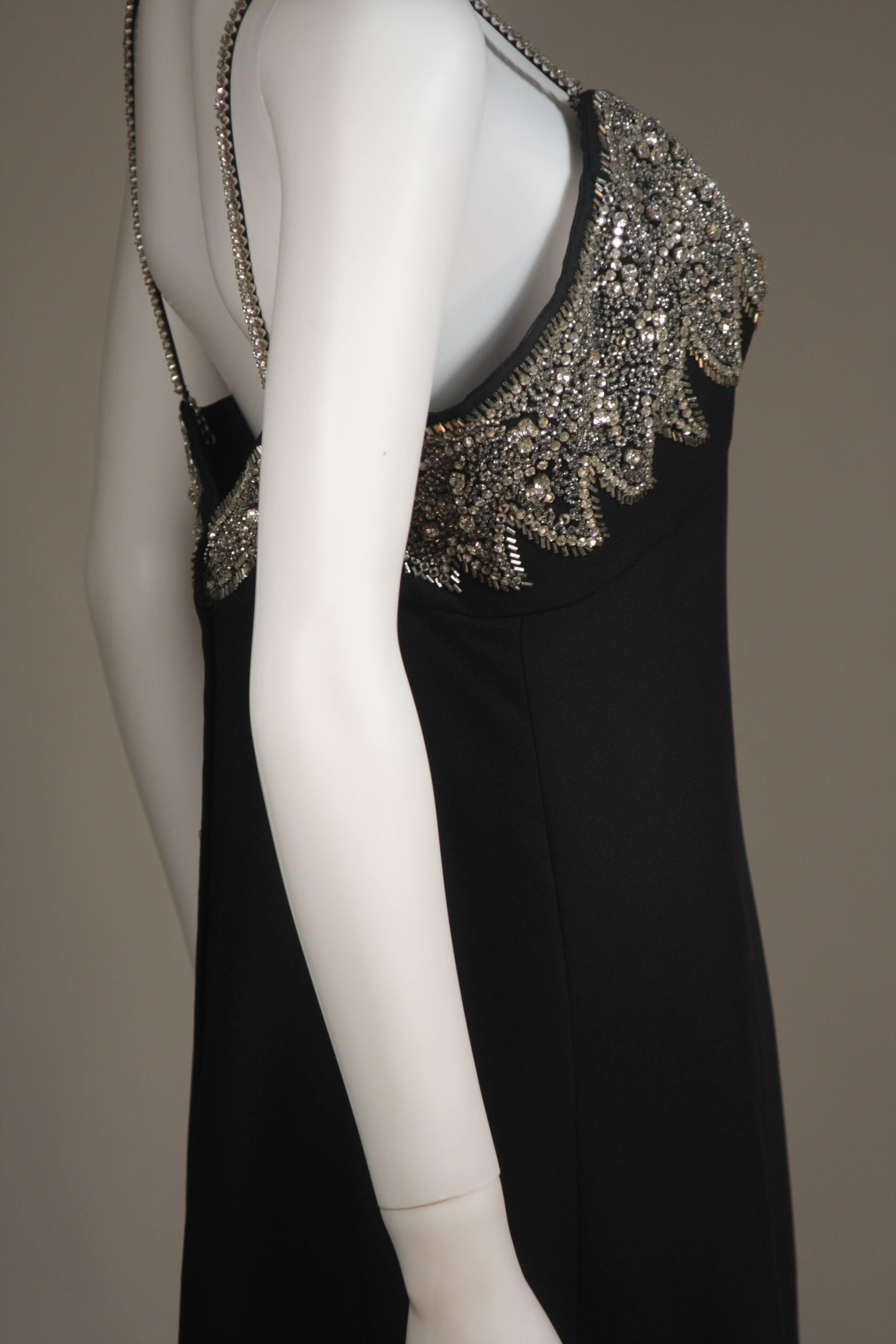 Vintage Custom Black Jewel Encrusted Gown Size 8-10 For Sale 1
