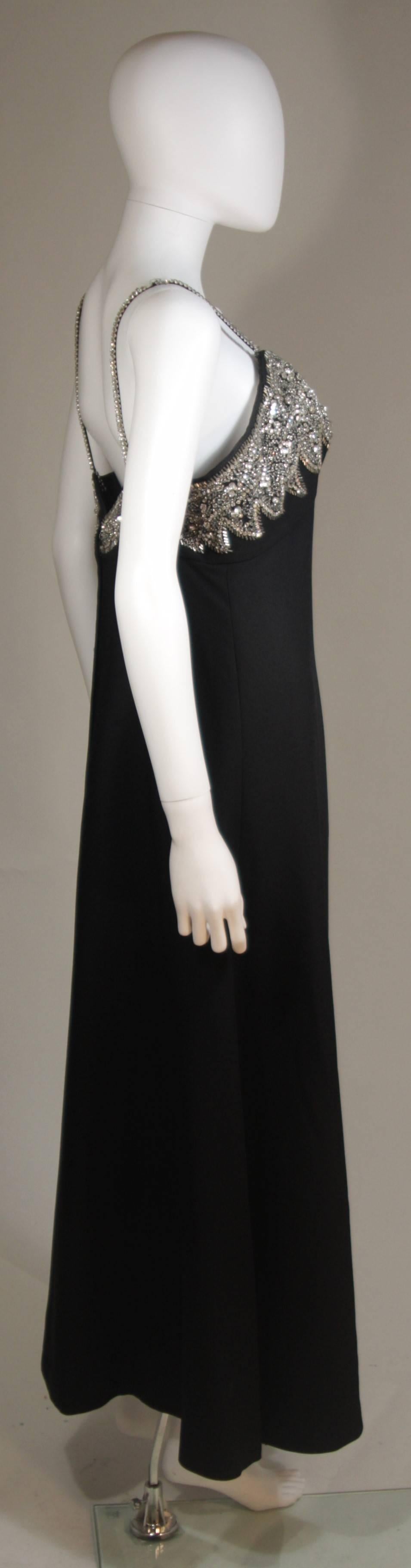 Women's Vintage Custom Black Jewel Encrusted Gown Size 8-10 For Sale