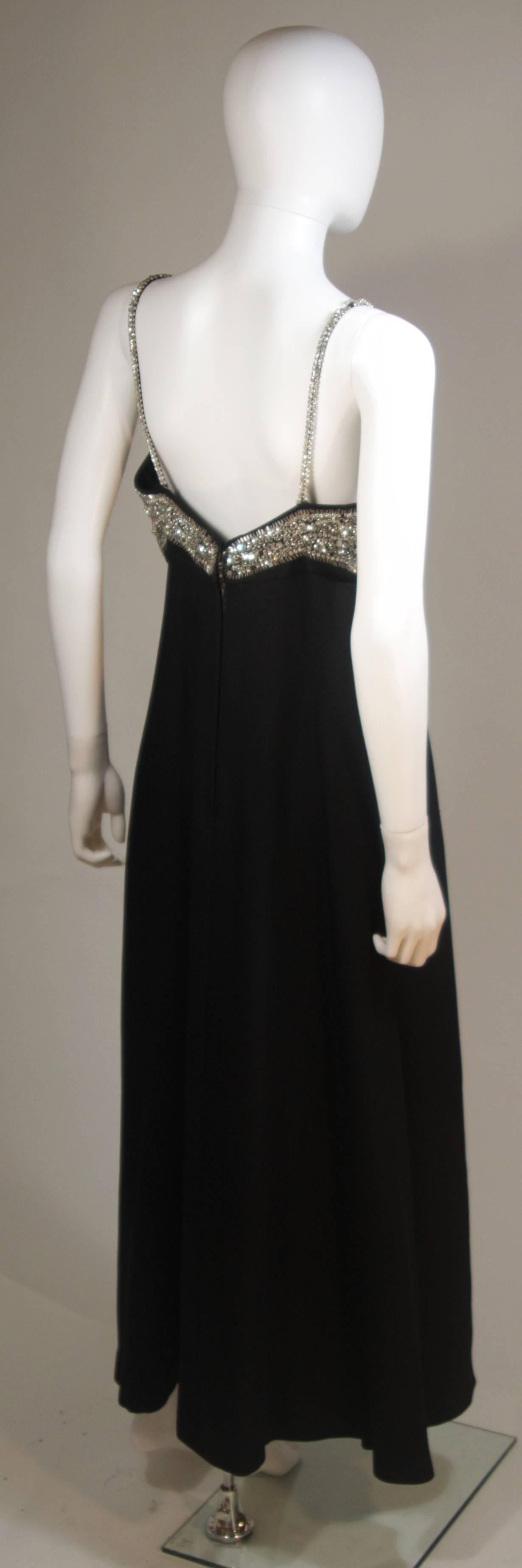 Vintage Custom Black Jewel Encrusted Gown Size 8-10 For Sale 2