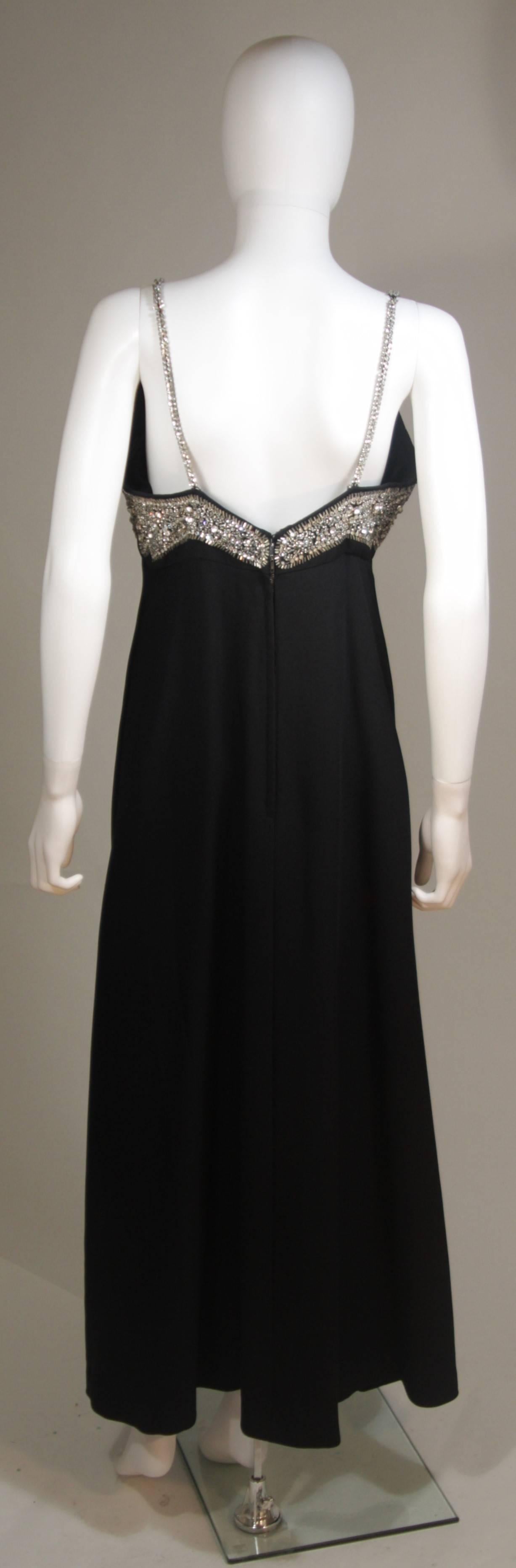Vintage Custom Black Jewel Encrusted Gown Size 8-10 For Sale 3