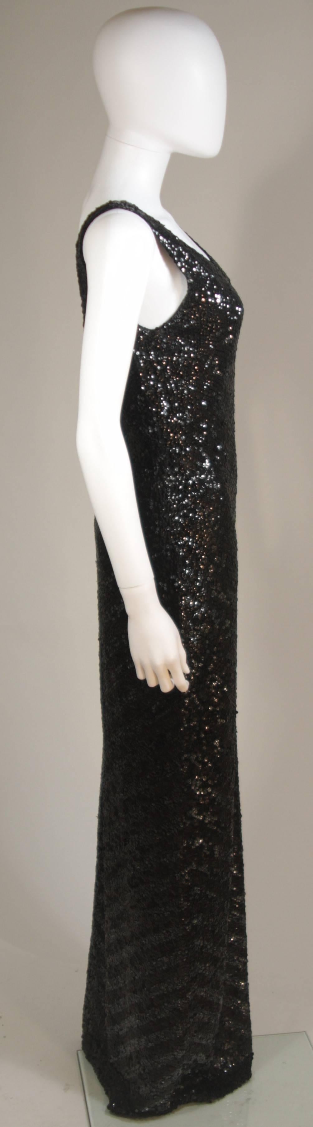 Women's GENE SHELLY'S INTERNATIONAL Black Sequined Stretch Wool Gown Size 12