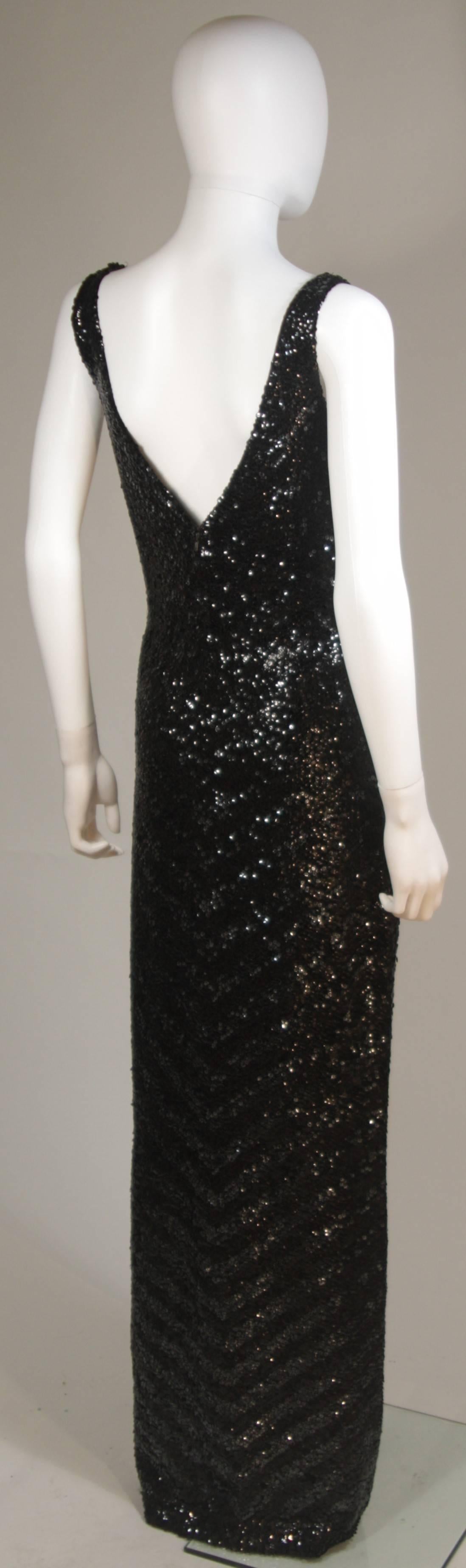 GENE SHELLY'S INTERNATIONAL Black Sequined Stretch Wool Gown Size 12 1