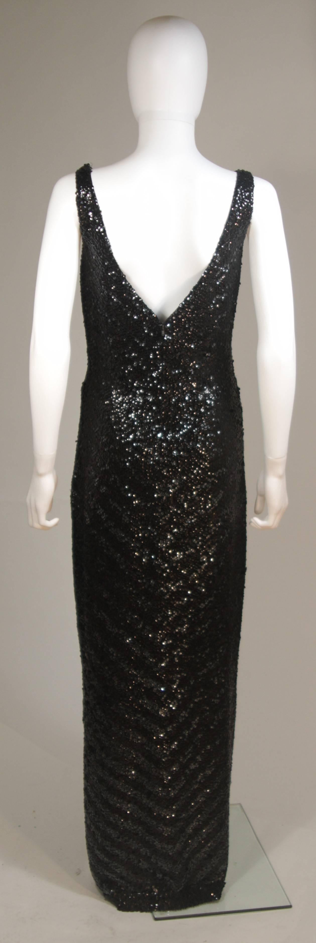 GENE SHELLY'S INTERNATIONAL Black Sequined Stretch Wool Gown Size 12 2