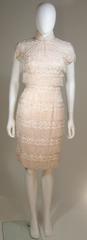 HAUTE COUTURE INTERNATIONAL Pink Silk Dress with Mandarin Collar and Fringe 2