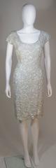 SPERLINGS LAS VEGAS Aqua Sequined Cocktail Dress with Floral Motif Size 4