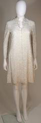 Vintage Off-White Silk Coat with Silver Beading Size 4-6