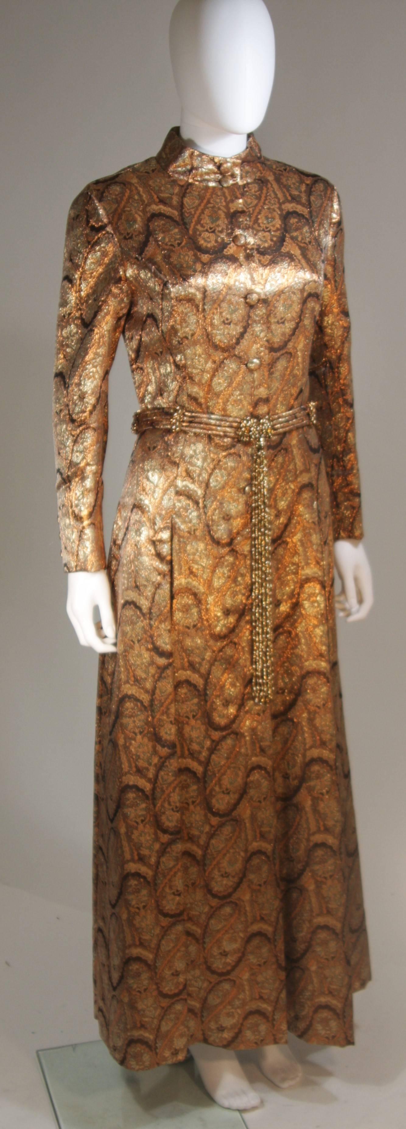Brown DYNASTY Bronze Paisley Coat with Beaded Belt Size 4-6