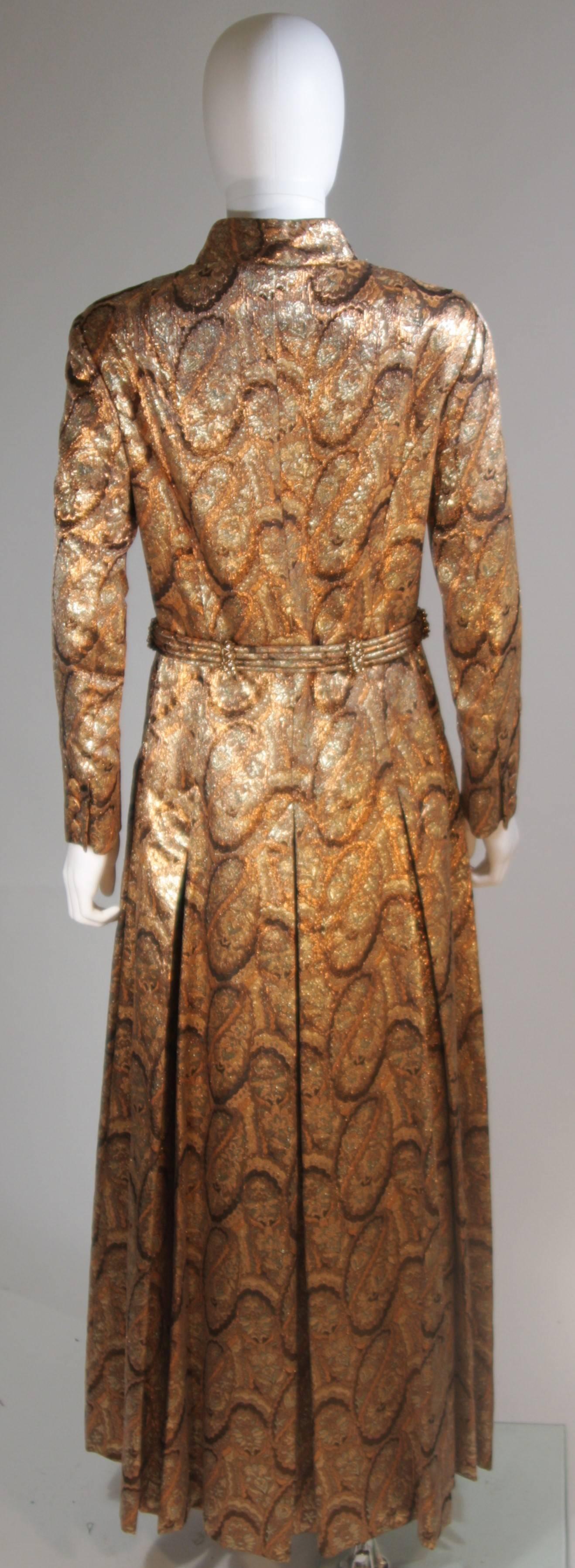 DYNASTY Bronze Paisley Coat with Beaded Belt Size 4-6 1