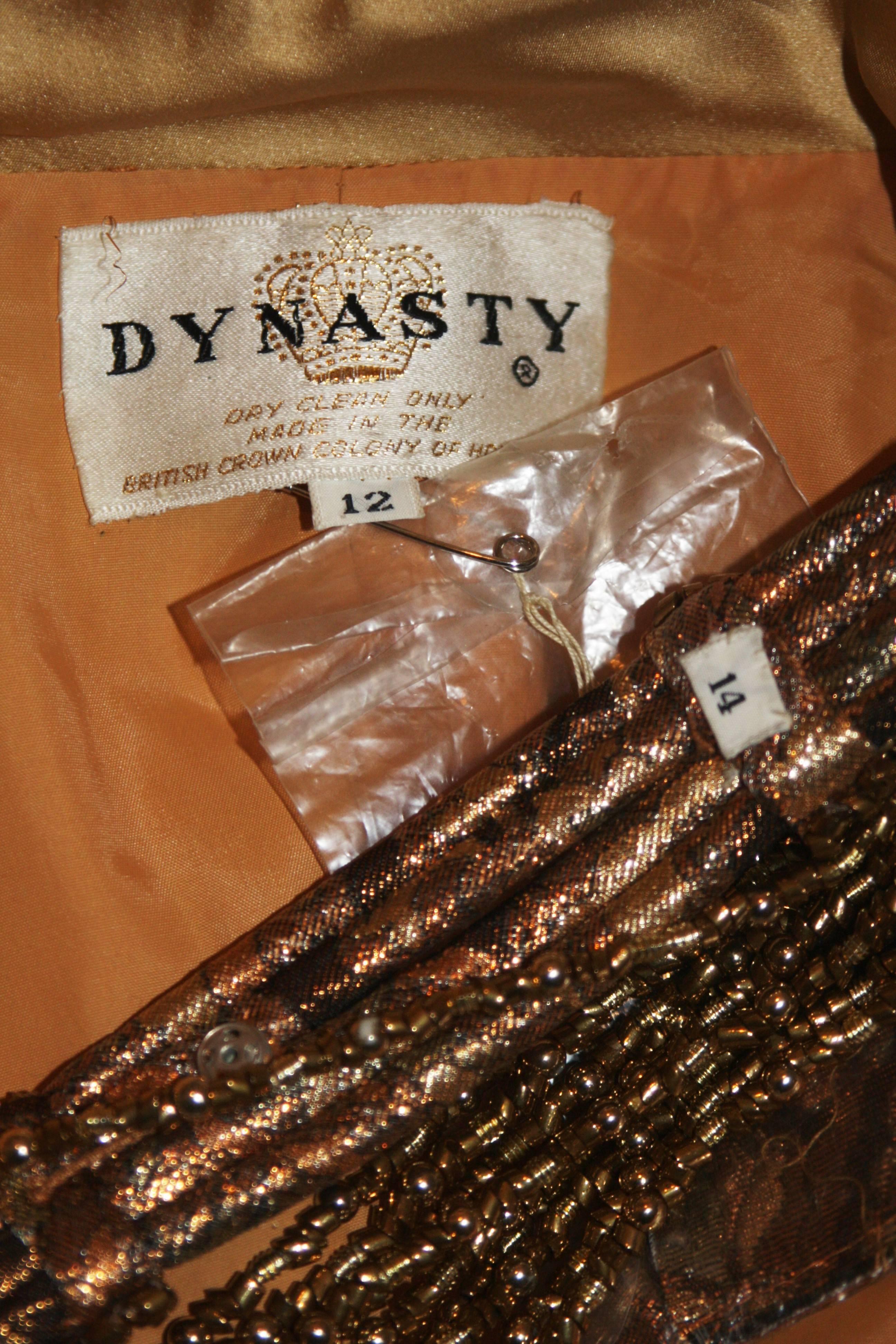 DYNASTY Bronze Paisley Coat with Beaded Belt Size 4-6 4