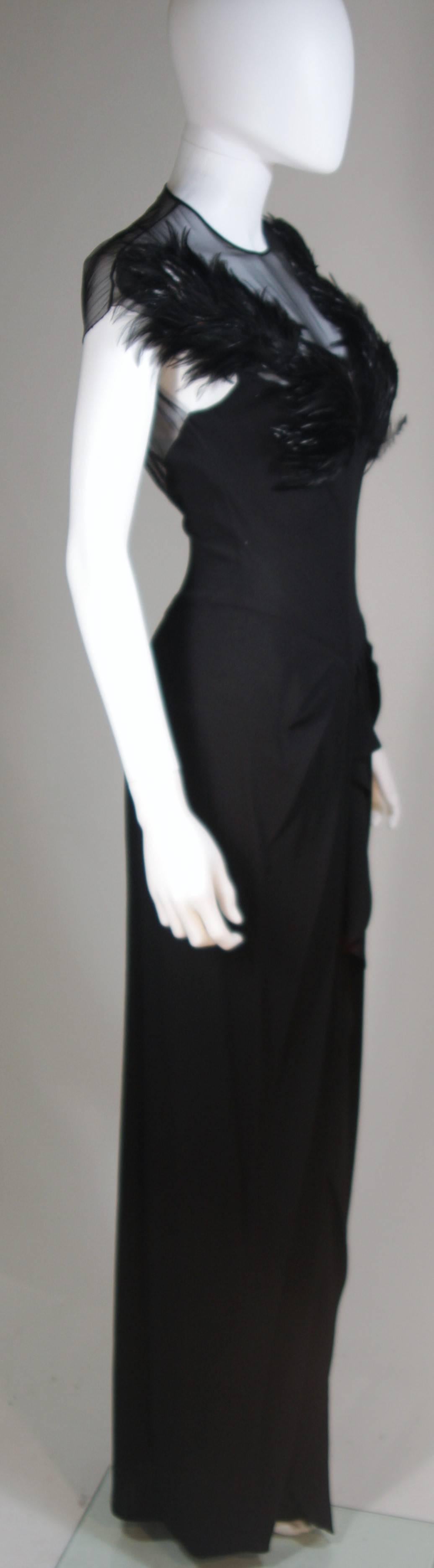 Women's JEAN CAROL 1930's Feather Bust Gown with Drape and Sheer Bodice Size 2 For Sale