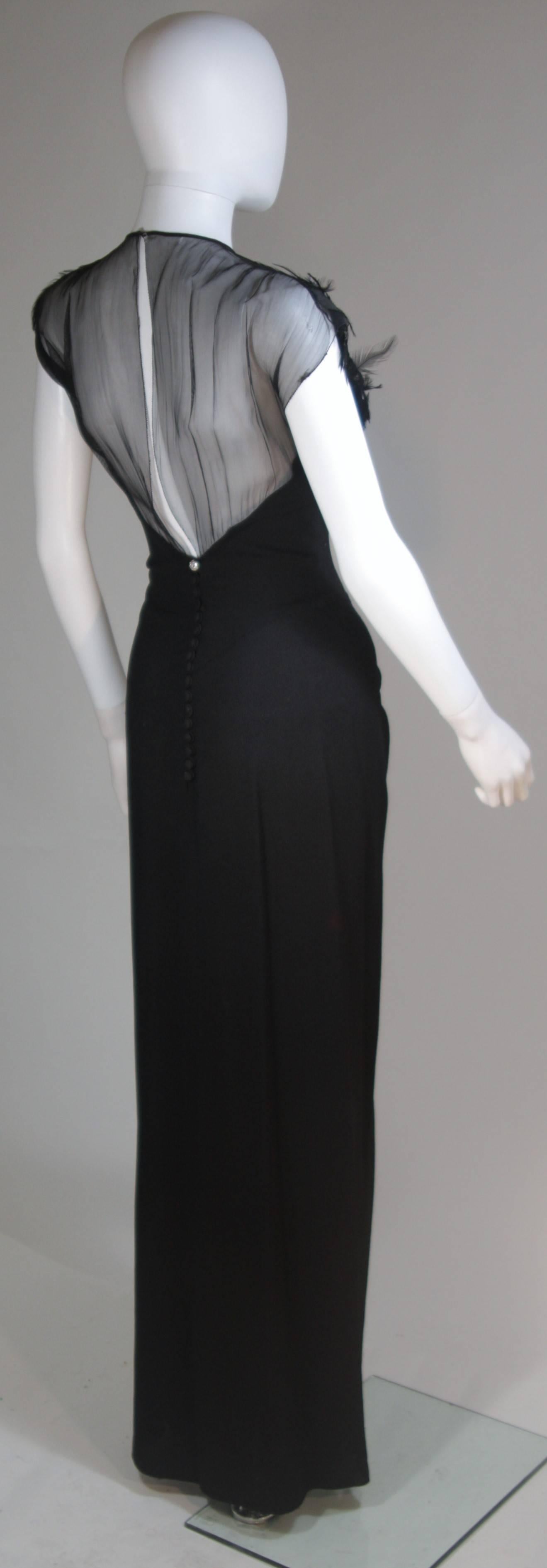 JEAN CAROL 1930's Feather Bust Gown with Drape and Sheer Bodice Size 2 For Sale 2
