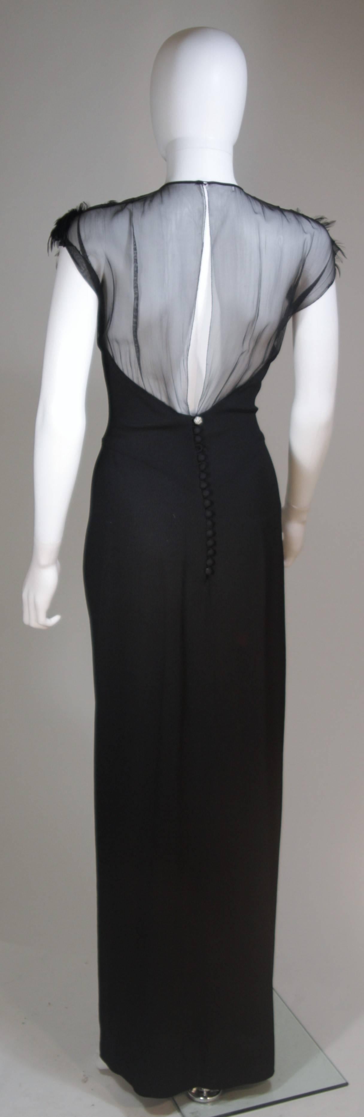 JEAN CAROL 1930's Feather Bust Gown with Drape and Sheer Bodice Size 2 For Sale 3