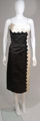 OLEG CASSINI Black and White Contrast Cocktail Dress with Lace Size 2-4