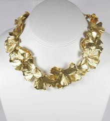 AURELIE BIDERMANN 18KT Gold Plated Ginko Leaves Necklace