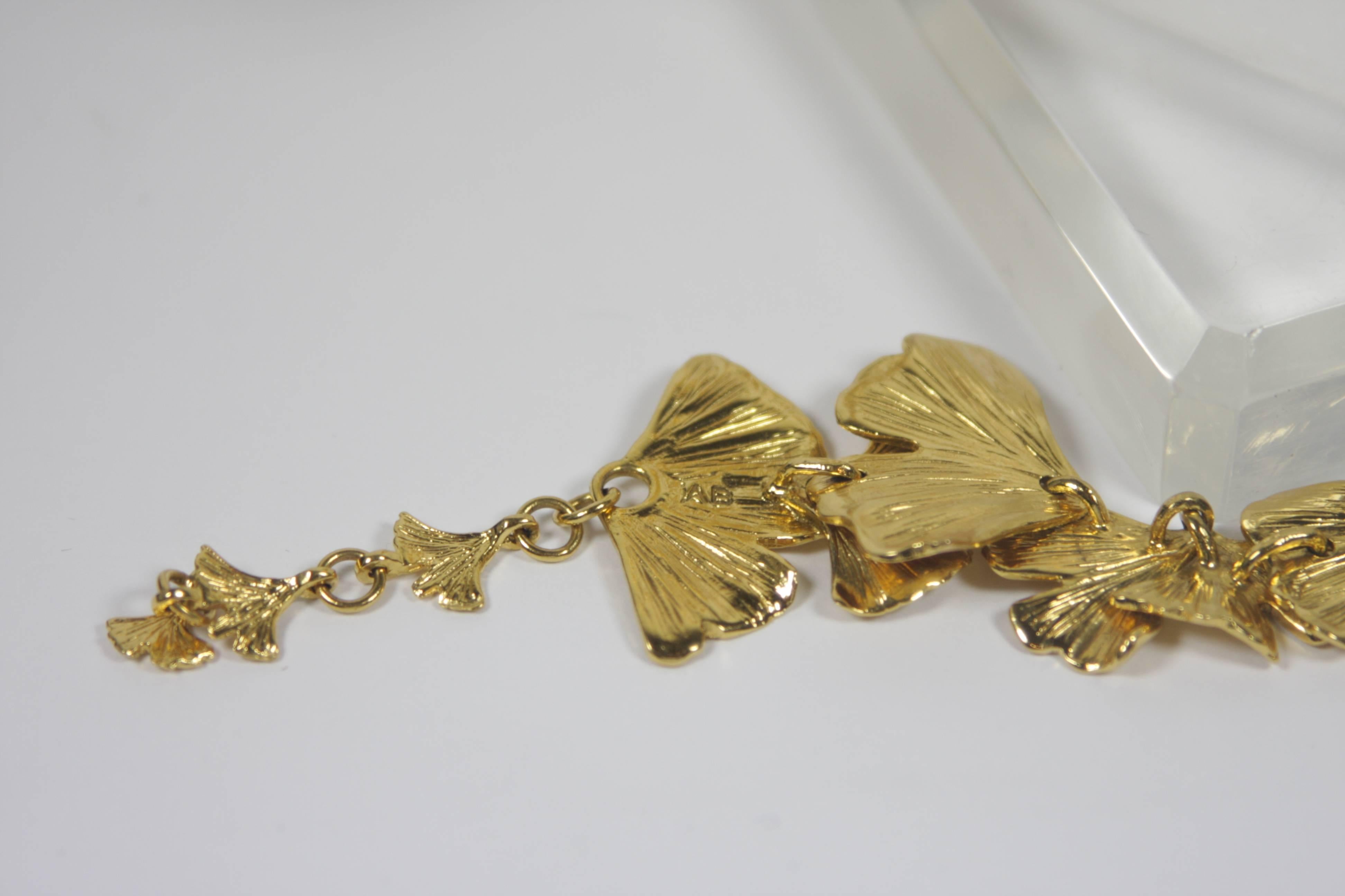 Women's AURELIE BIDERMANN 18KT Gold Plated Ginko Leaves Necklace