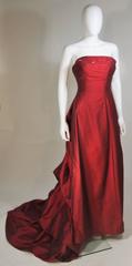 DANIEL JAMES CANTU Burgundy Raw Silk Gown Size 2-4