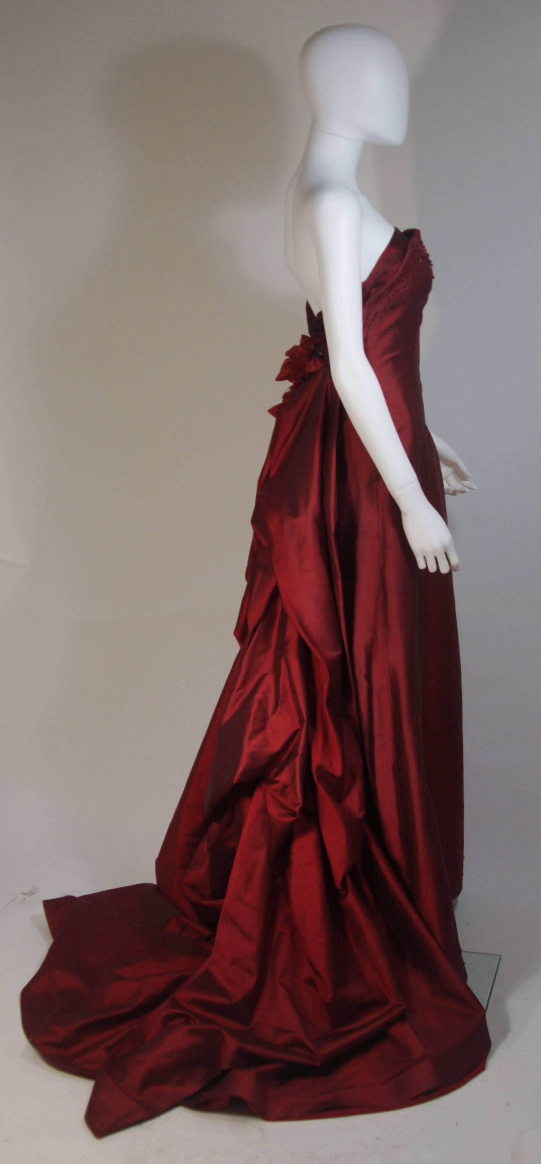 Women's or Men's DANIEL JAMES CANTU Burgundy Raw Silk Gown Size 2-4 For Sale