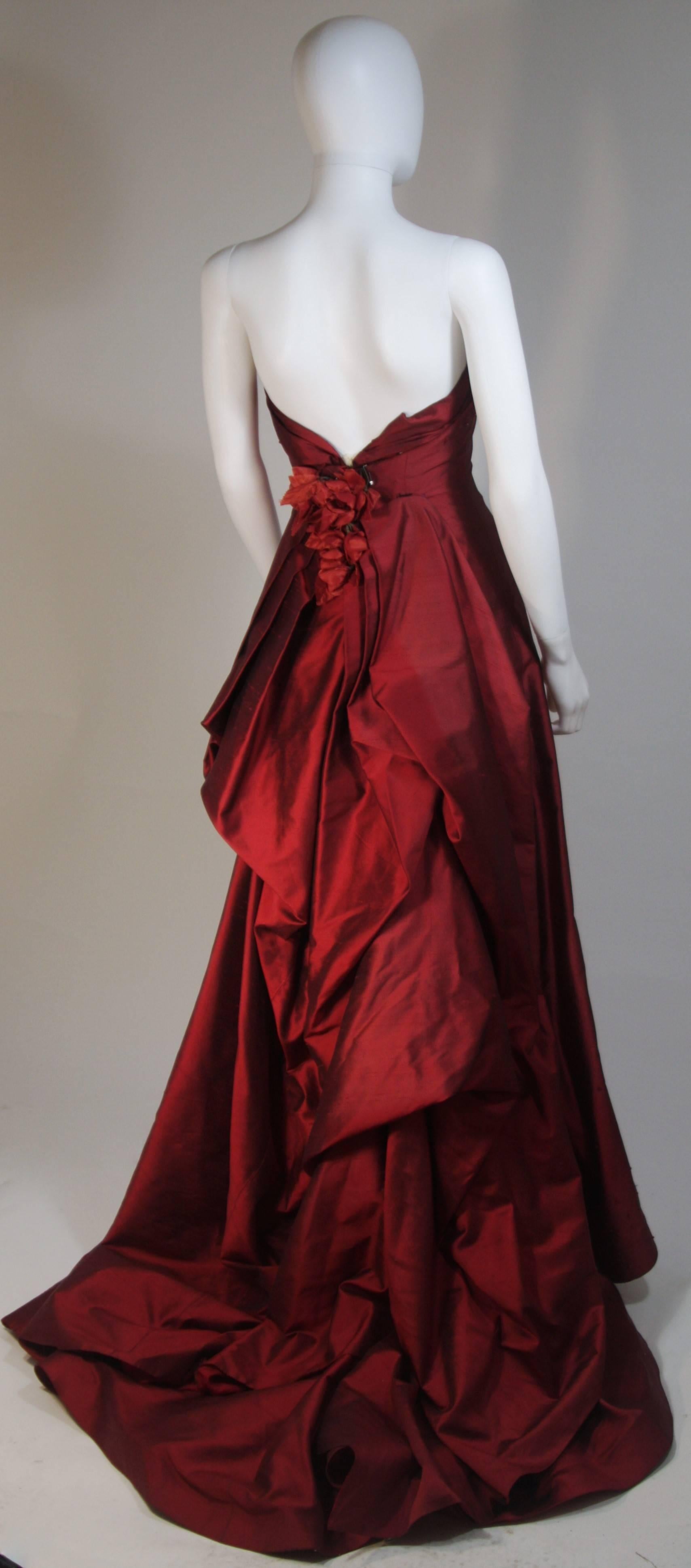 DANIEL JAMES CANTU Burgundy Raw Silk Gown Size 2-4 For Sale 1