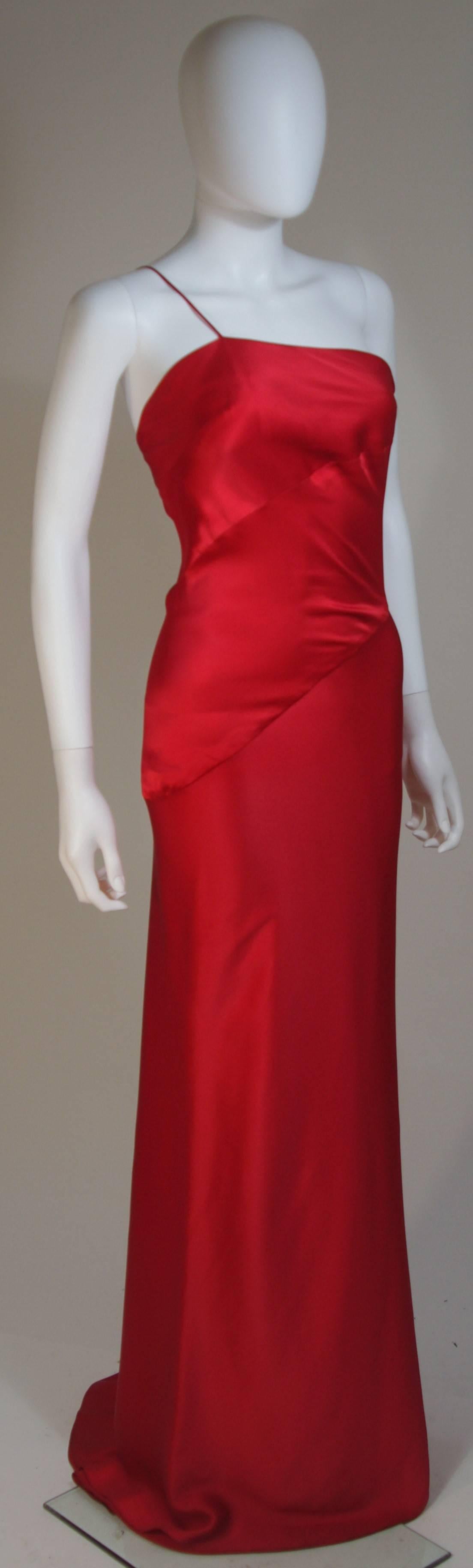 Women's CANTU & CASTILLO Red Silk Bias Cut Asymmetrical Gown Size 2-4 For Sale