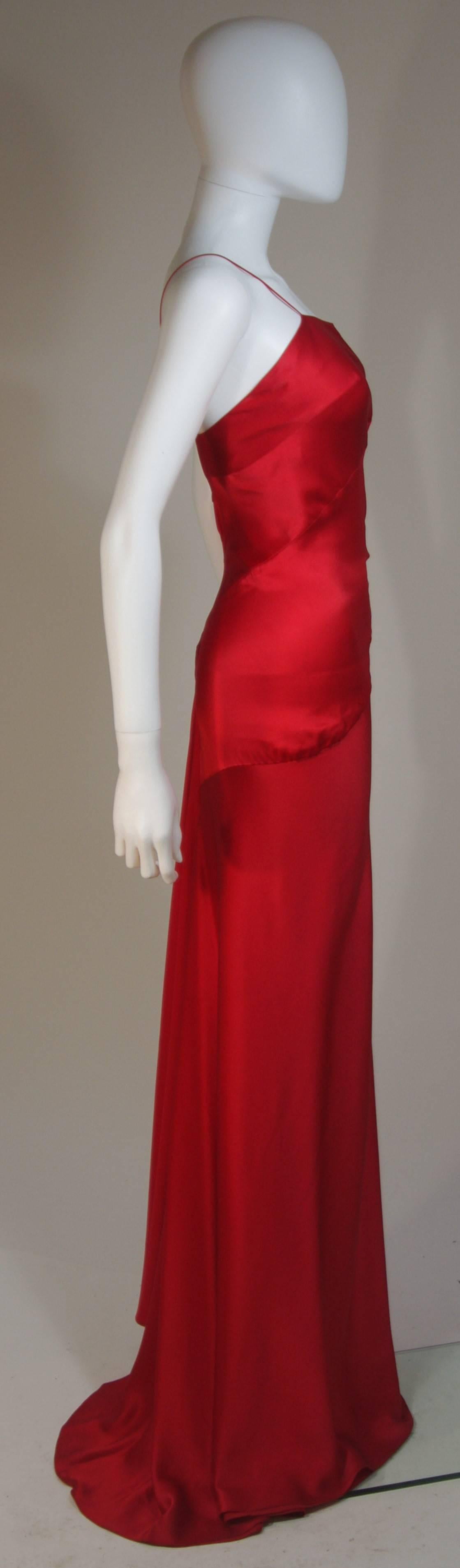 CANTU & CASTILLO Red Silk Bias Cut Asymmetrical Gown Size 2-4 For Sale 2