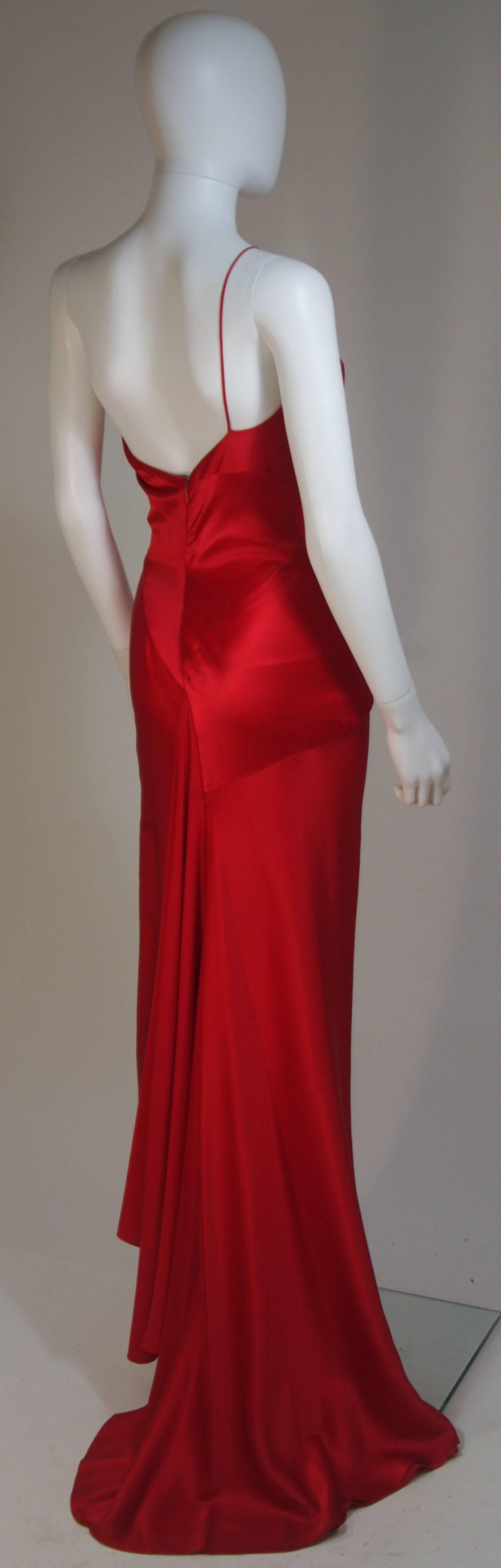 CANTU & CASTILLO Red Silk Bias Cut Asymmetrical Gown Size 2-4 For Sale 3