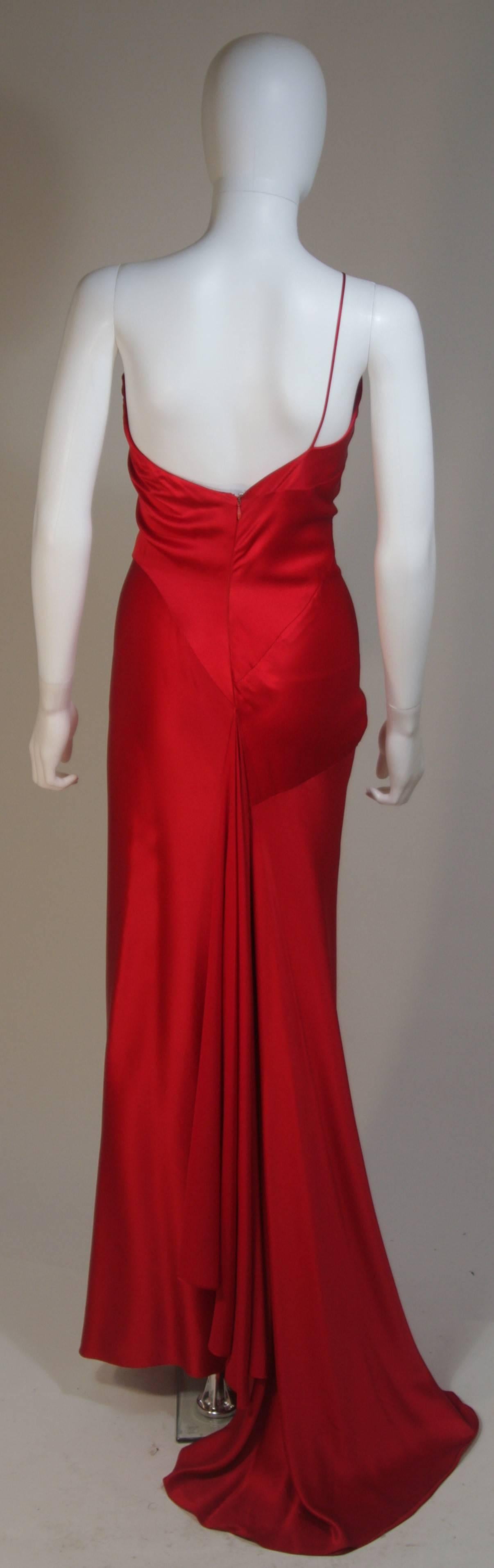 CANTU & CASTILLO Red Silk Bias Cut Asymmetrical Gown Size 2-4 For Sale 4