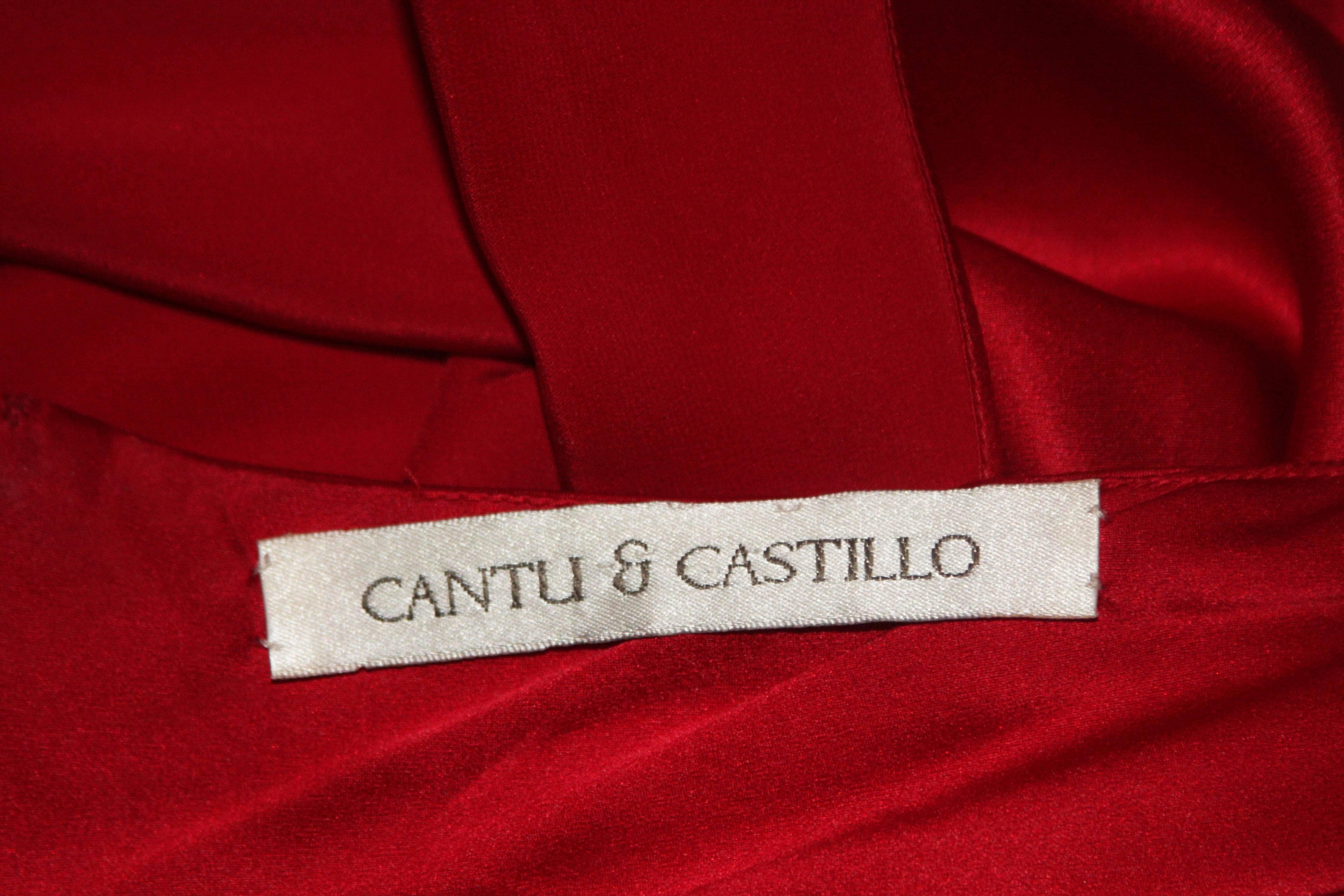 CANTU & CASTILLO Red Silk Bias Cut Asymmetrical Gown Size 2-4 For Sale 5