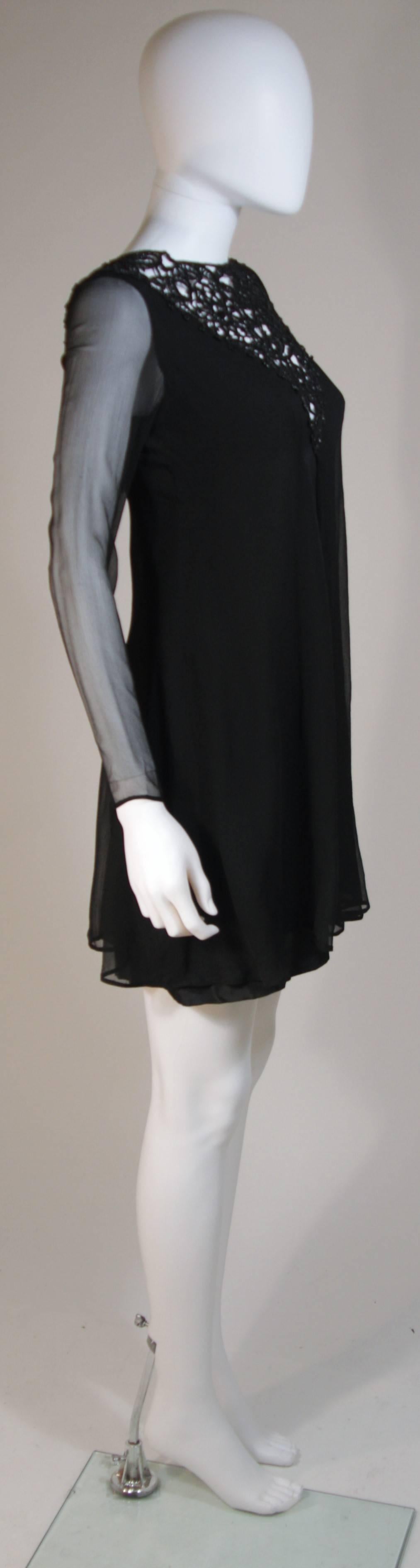 Cutstom Made 1960s Silk Chiffon Cocktail Dress with Beaded Neckline Size 2-4 For Sale 2