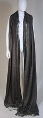 Vintage Black and Gold Extra Large Fine Metal Blend Scarf with Fringe