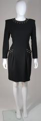 GUY LAROCHE Black Cocktail Dress with Stud Applique Size Large