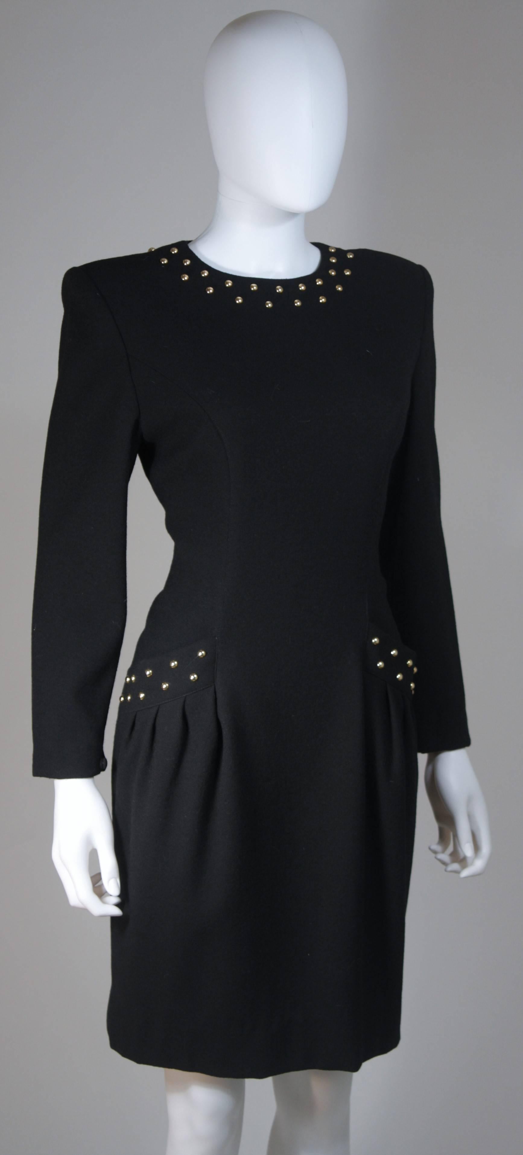 Women's GUY LAROCHE Black Cocktail Dress with Stud Applique Size Large For Sale