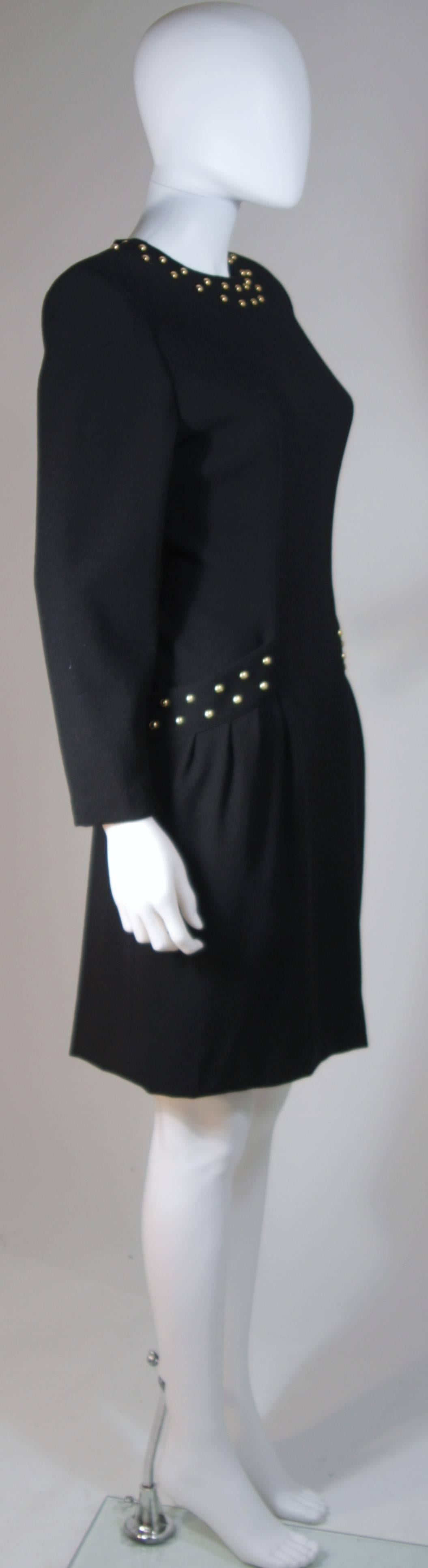 GUY LAROCHE Black Cocktail Dress with Stud Applique Size Large For Sale 1