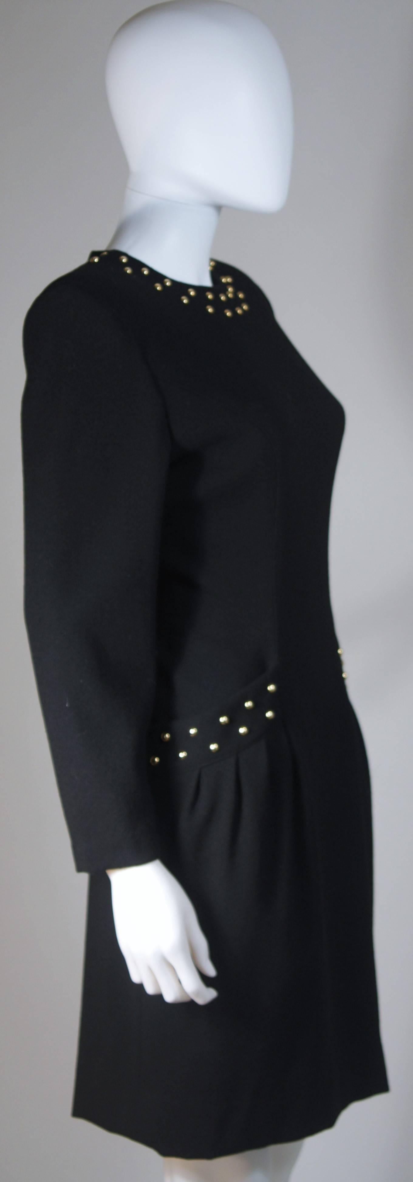 GUY LAROCHE Black Cocktail Dress with Stud Applique Size Large For Sale 2